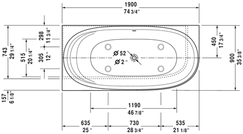 Image of Duravit Cape Cod 74 3/4" Corner Left Bathtub, White 700362000000090