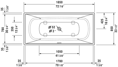 Image of Duravit DuraSquare 72 7/8" Freestanding Bathtubs, White 700430000000090