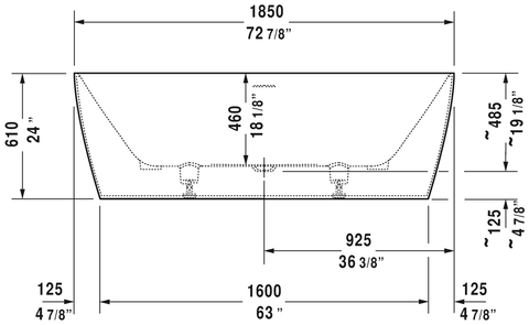 Image of Duravit DuraSquare 72 7/8" Freestanding Bathtubs, White 700430000000090
