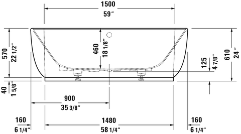 Image of Duravit Luv 70 7/8" Back-To-Wall Bathtub, White 700433000000090
