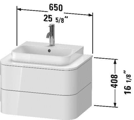 Image of Duravit Happy D.2 Plus 25 5/8" Wall Mounted Vanity Unit for Console, White High Gloss HP496002222