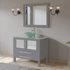 36" Gray Vanity Set w/ Freestanding Solid Wood, Glass Top, & Single Vessel Sink, Cambridge Plumbing 8111B-G