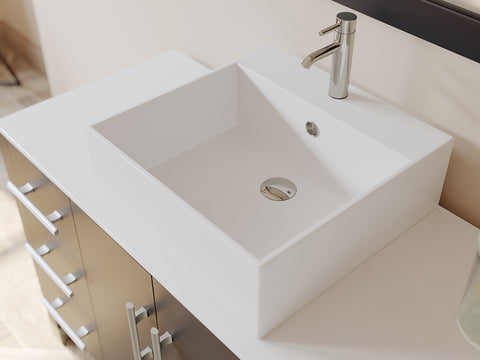 Image of 48" Espresso Vanity Set w/ Freestanding Solid Wood, Porcelain Top, & Single Vessel Sink, Cambridge Plumbing 8116