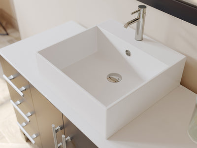 48" Espresso Vanity Set w/ Freestanding Solid Wood, Porcelain Top, & Single Vessel Sink, Cambridge Plumbing 8116