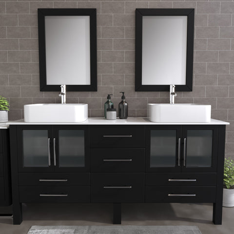 Image of 72" Espresso Double Bathroom Vanity Set, Cambridge Plumbing 8119XL