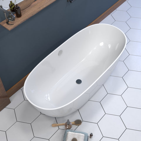 Image of 63 Inch Engineered Stone Freestanding Double Ended Tub ES-FSDE63-CP