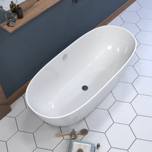 63 Inch Engineered Stone Freestanding Double Ended Tub ES-FSDE63-CP