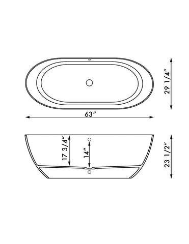 Image of 63 Inch Engineered Stone Freestanding Double Ended Tub ES-FSDE63-CP