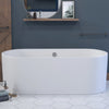 Matte White 71 Inch Engineered Stone Freestanding Double Ended Bathtub ES-FSDE71-MW-CP
