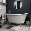 Cast Iron Swedish Slipper Tub 58" X 30" with No Faucet Drillings and Complete Brushed Nickel Plumbing Package