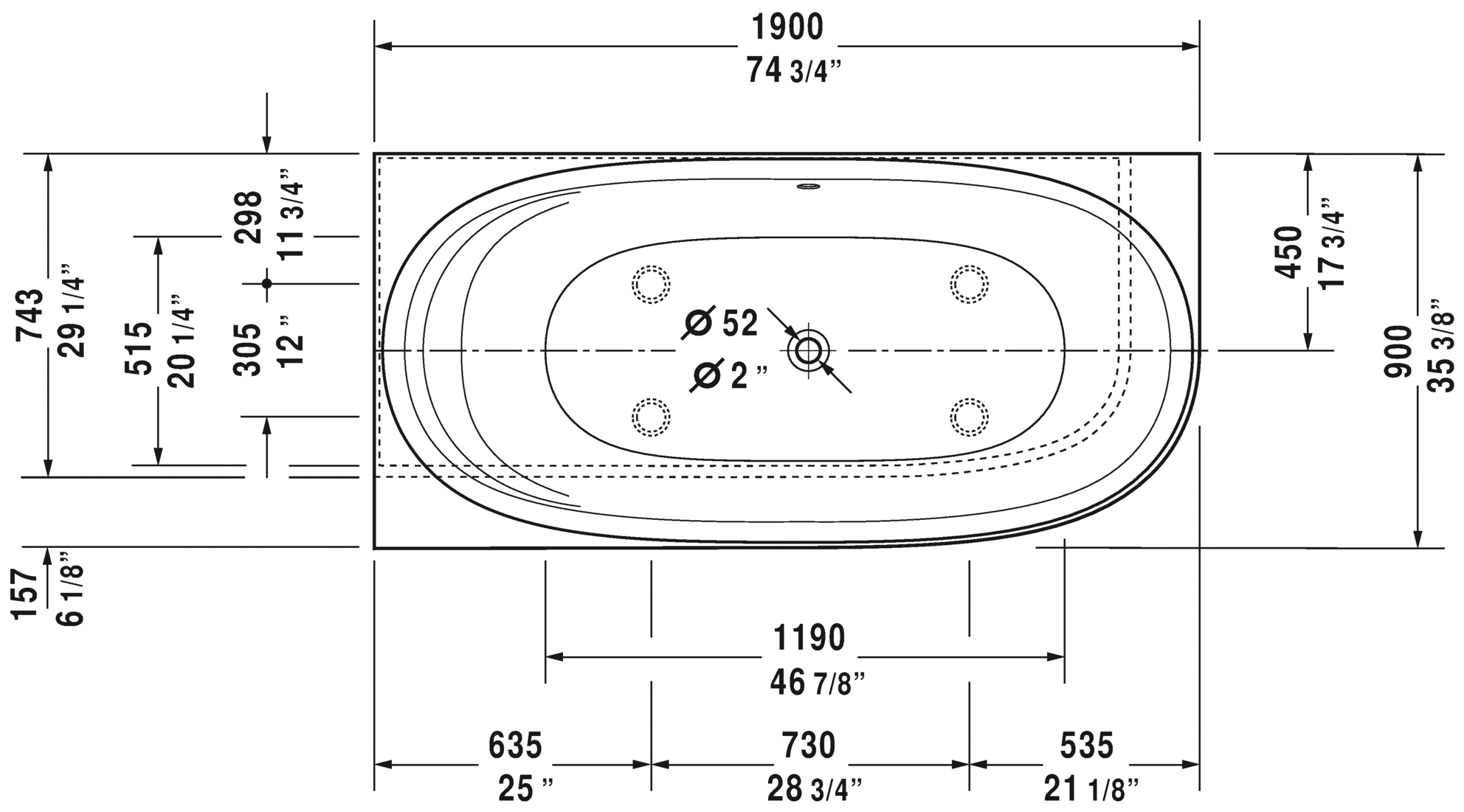 Duravit Cape Cod 74 3/4" Corner Left Bathtub, White 700362000000090