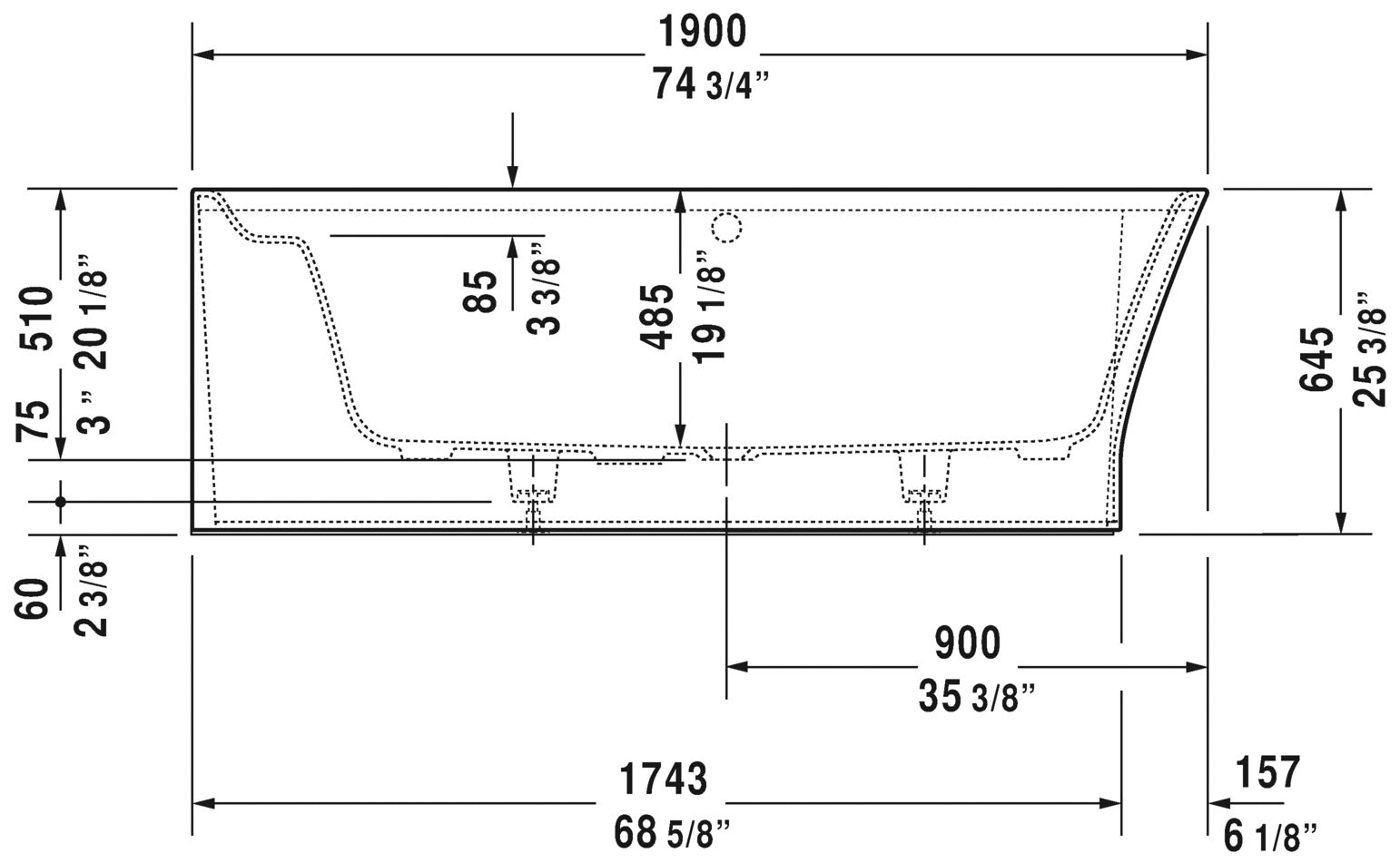 Duravit Cape Cod 74 3/4" Corner Left Bathtub, White 700362000000090