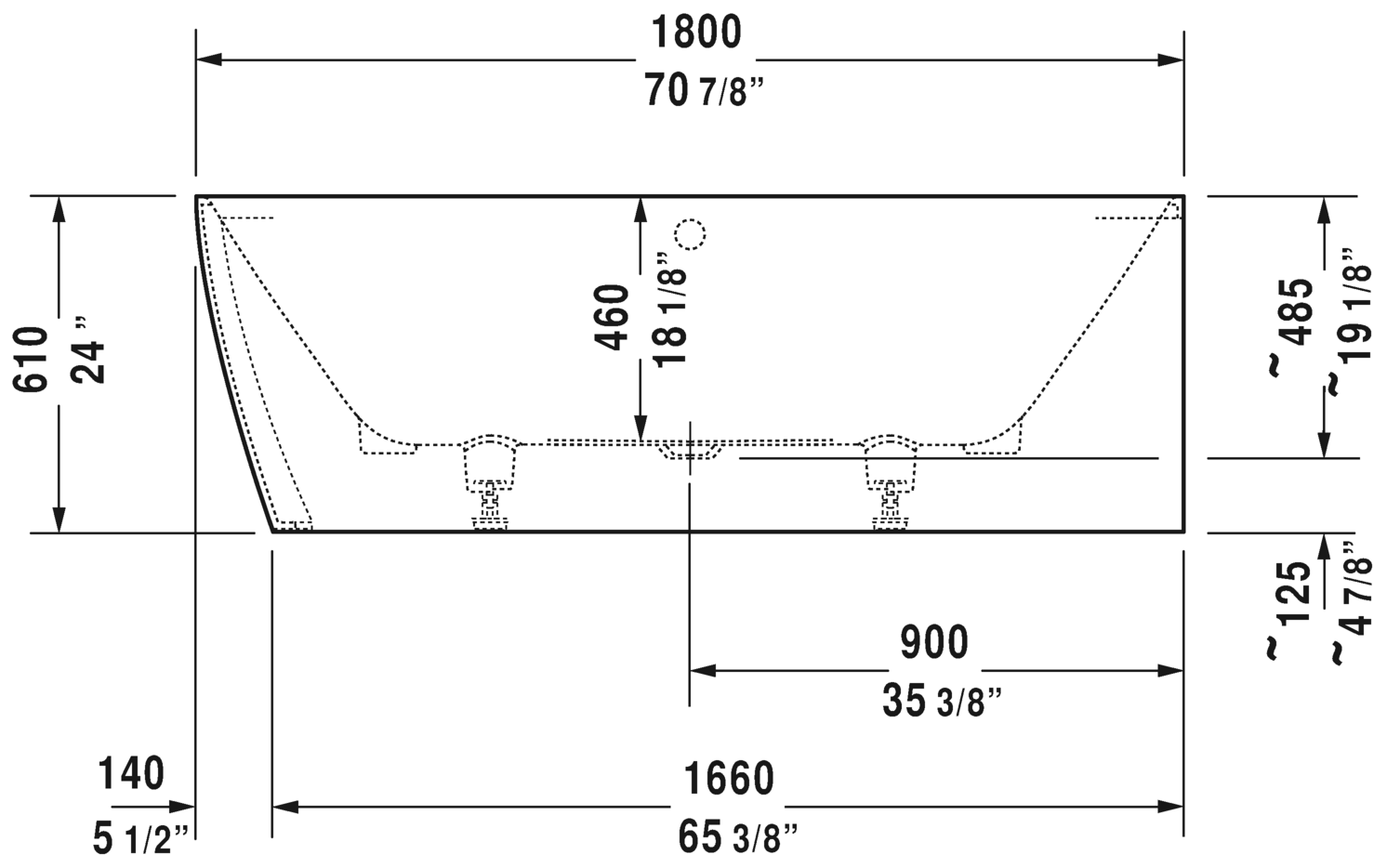 Duravit DuraSquare 70 7/8" Corner Right Bathtub, White 700428000000090