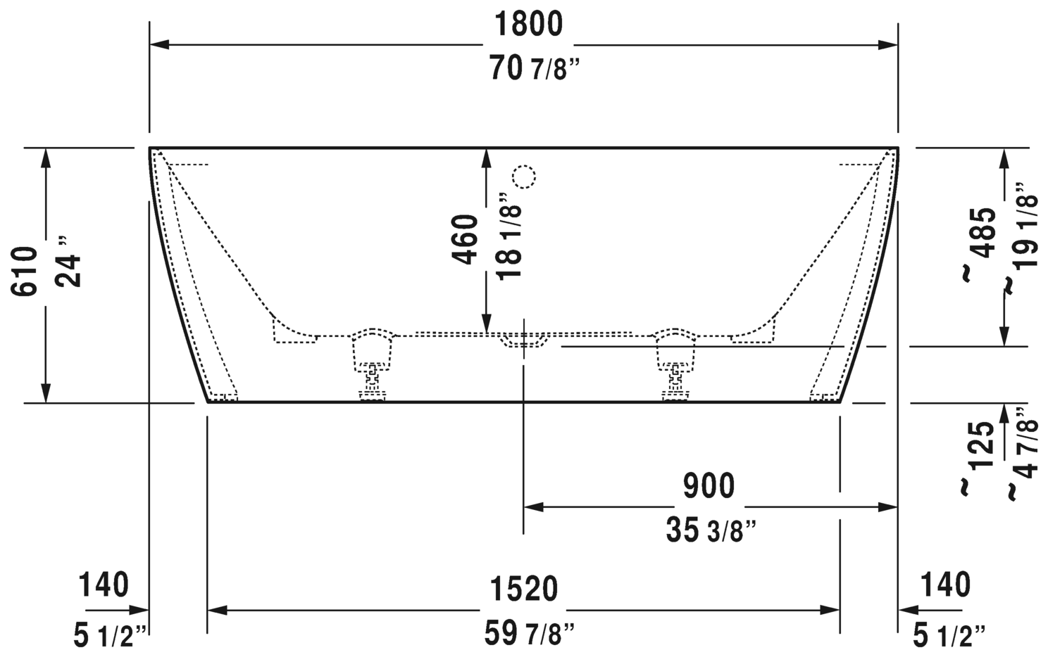 Duravit DuraSquare Back-To-Wall Bathtub 700429000000090 White