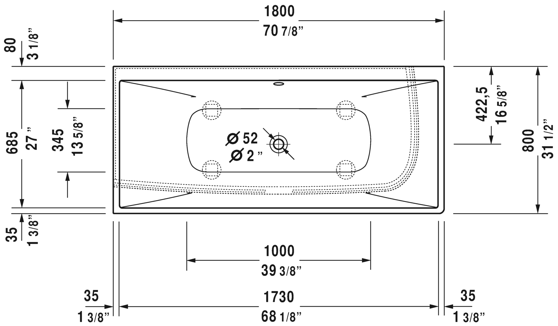 Duravit DuraSquare Corner Bathtub 700427000000090 White