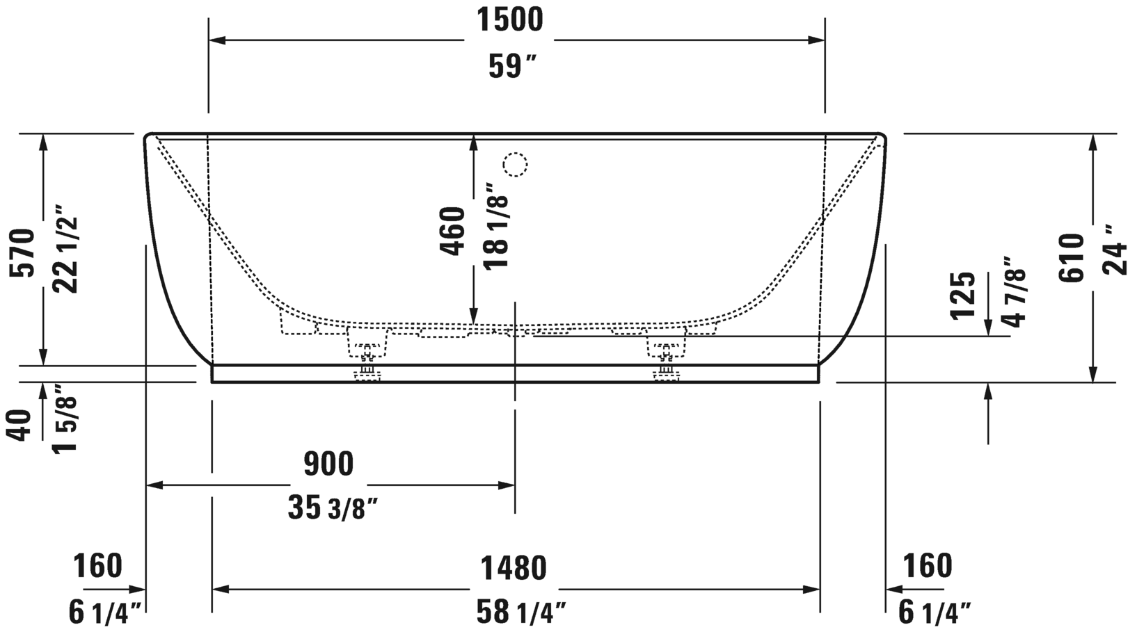 Duravit Luv 70 7/8" Back-To-Wall Bathtub, White 700433000000090
