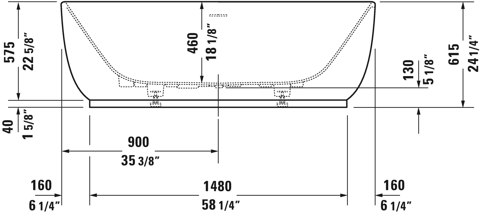 Duravit Luv 70 7/8" Freestanding Bathtub, White 700434000000090