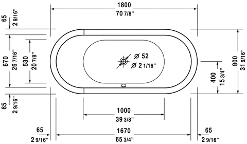 Image of Duravit Starck Oval Bathtub 700009000000090, White