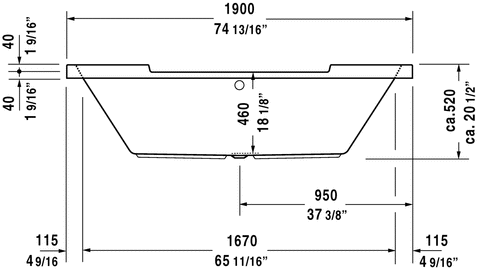 Image of Duravit Starck 74 13/16" Oval Bathtub, White 700011000000090