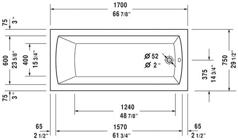 Image of Duravit Daro Rectangular Bathtub 700027000000090 White