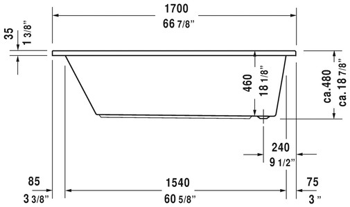 Duravit Daro Rectangular Bathtub 700027000000090 White