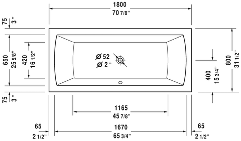 Image of Duravit Daro Rectangular Bathtub 700028000000090 White