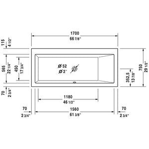 Duravit Vero Rectangular 66 7/8 Bathtub 700134000000090 White