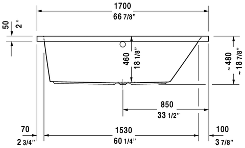 Image of Duravit Vero Rectangular 66 7/8 Bathtub 700134000000090 White