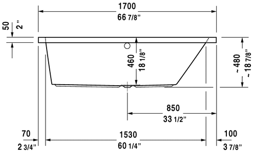 Duravit Vero Rectangular 66 7/8 Bathtub 700134000000090 White