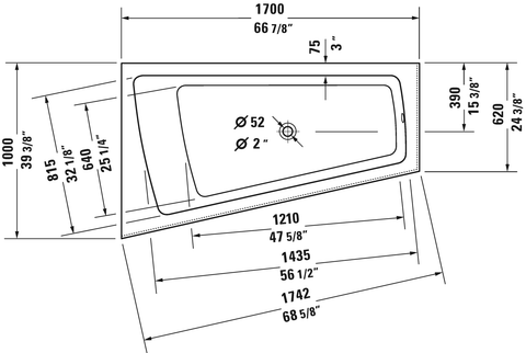 Image of Duravit Paiova 66 7/8" Corner Left Bathtub, White 700264000000090