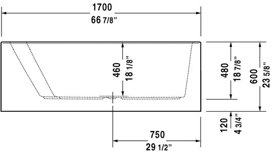 Duravit Paiova 66 7/8" Corner Left Bathtub, White 700264000000090