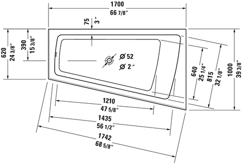 Image of Duravit Paiova 66 7/8" Corner Right Bathtubs, White 700265000000090