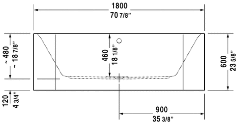 Image of Duravit Happy D.2 70 7/8" Back-To-Wall Bathtub, White 700318000000090