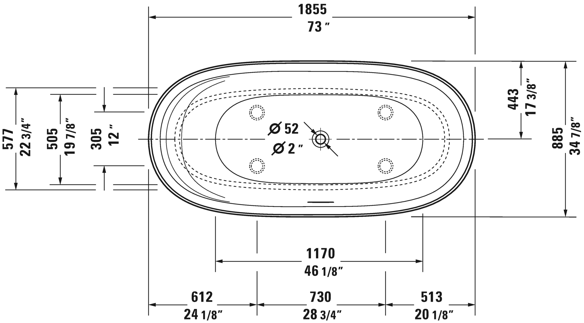 Duravit Cape Cod Freestanding Bathtubs 700330000000090 White
