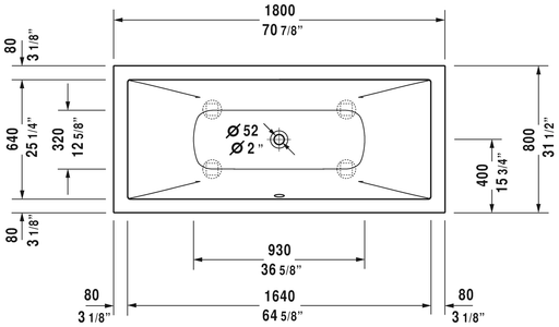 Duravit DuraSquare Rectangular Bathtub 700426000000090 White