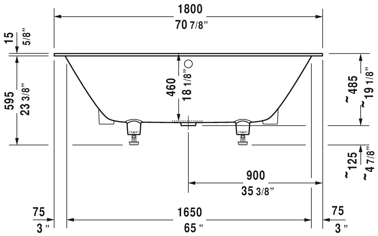 Duravit DuraSquare Rectangular Bathtub 700426000000090 White