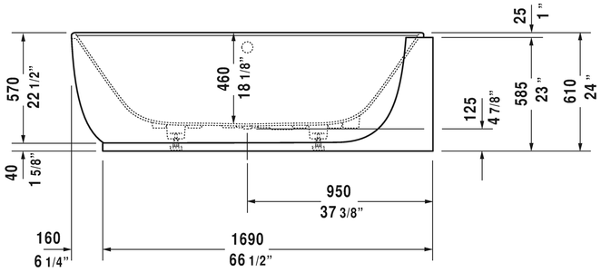 Duravit Luv 72 7/8" Corner Right Bathtub, White 700432000000090