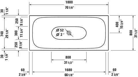 Image of Duravit XViu 70 7/8" Freestanding Bathtubs, 700443 Series