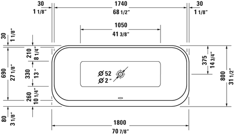 Image of Duravit Happy D.2 Plus 70 7/8" Freestanding Bathtubs, Matte White 700453000000090