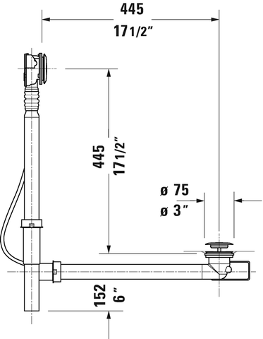 Image of Duravit Starck Cable Driven Waste and Overflow, PVC For Bathtubs 790219000001000