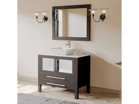 Image of 36" Espresso Vanity Set w/ Plumbing & Porcelain Sink, Cambridge Plumbing 8111