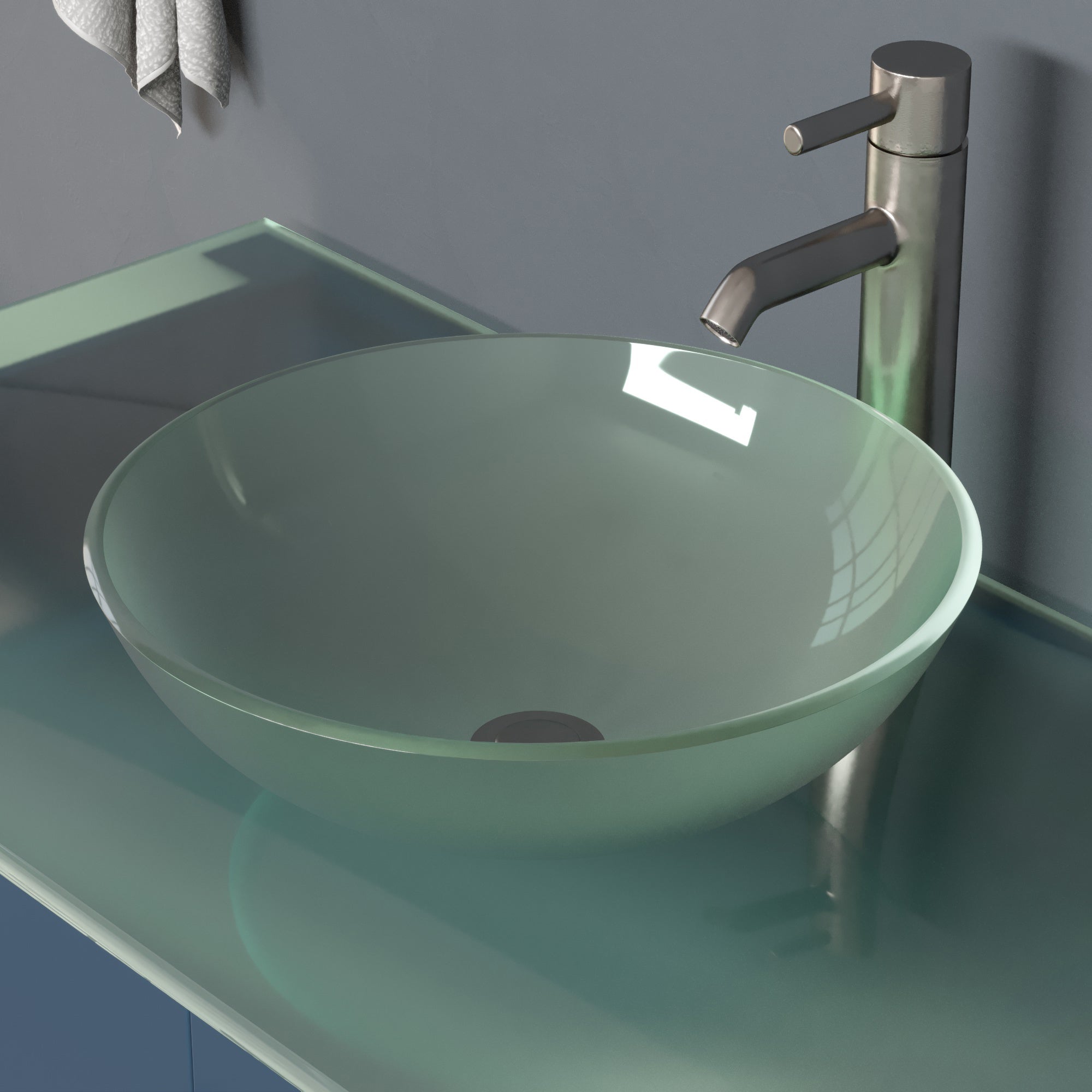 48" Blue Modern Wood and Glass Vanity, Cambridge Plumbing 8116BS