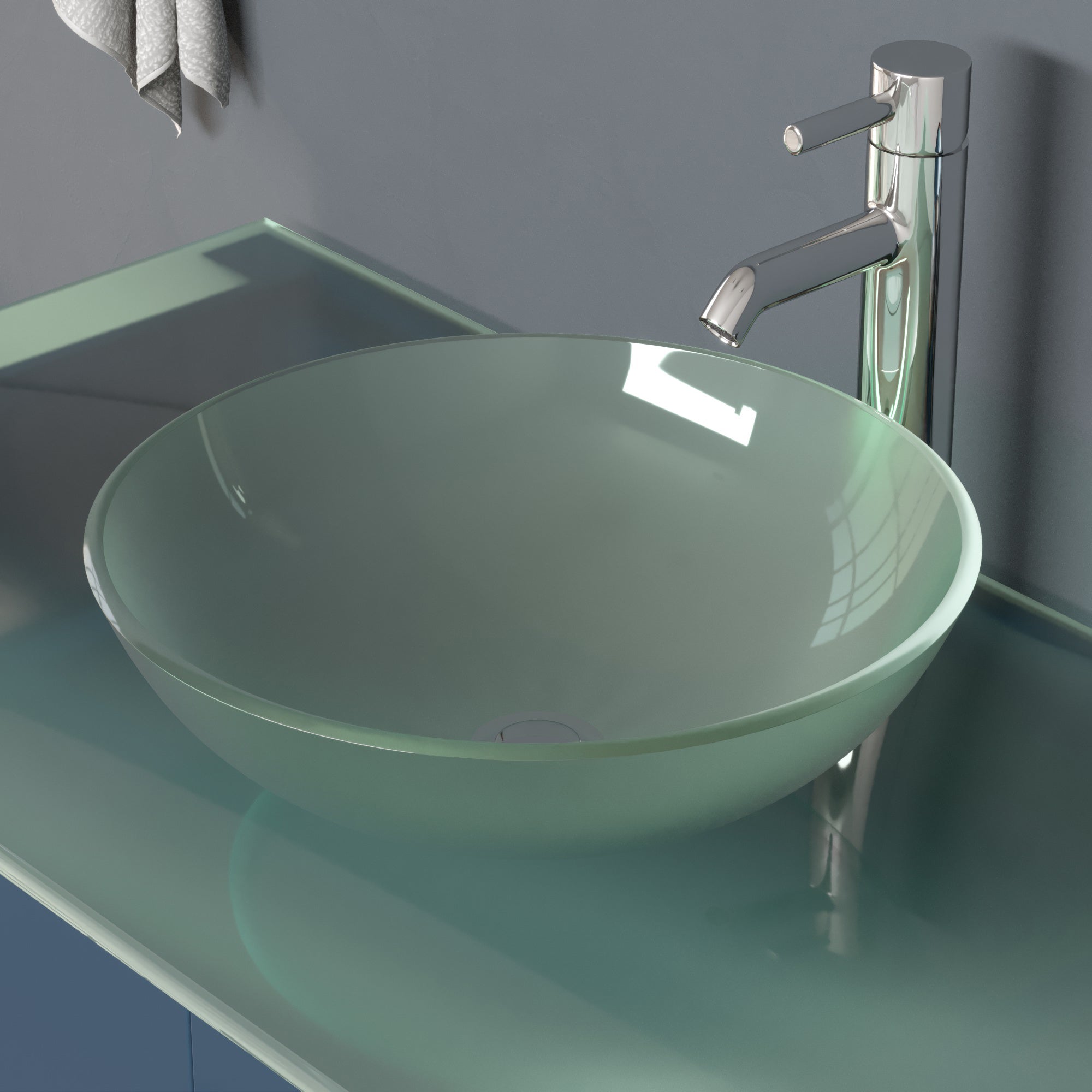 48" Blue Modern Wood and Glass Vanity, Cambridge Plumbing 8116BS