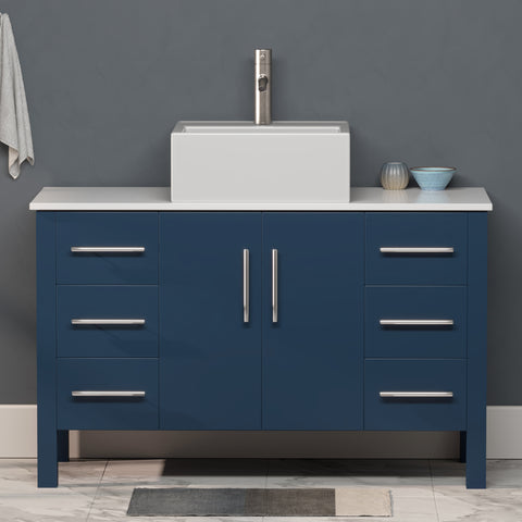 Image of 48" Blue Modern Wood and Porcelain Vanity, Cambridge Plumbing 8116S