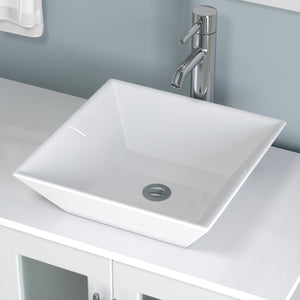 72" White Vanity Set w/ Porcelain Top, Double Vessel Sinks, & Freestanding Solid Wood, Cambridge Plumbing 8119XLWF
