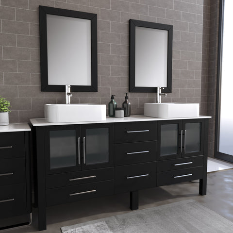 Image of 72" Espresso Double Bathroom Vanity Set, Cambridge Plumbing 8119XL