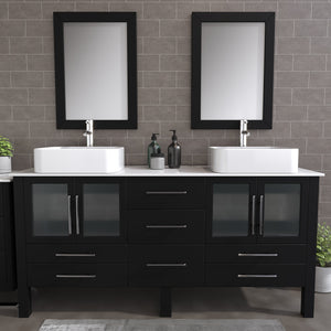 72" Espresso Double Bathroom Vanity Set, Cambridge Plumbing 8119XL