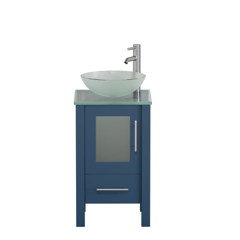 Image of 18" Blue Modern Wood and Glass Vanity, Cambridge Plumbing 8137BS