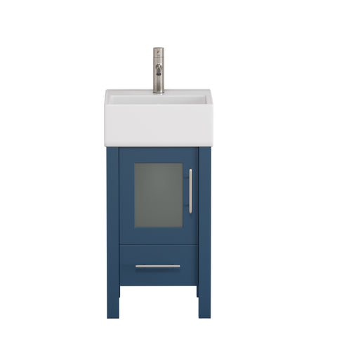 Image of 18" Blue Modern Wood and Porcelain Vanity, Cambridge Plumbing 8137S