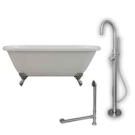 70 Inch Acrylic Double Ended Clawfoot Soaking Tub and Complete Plumbing Package ADE-150-PKG